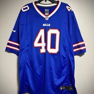 Nike Buffalo Bills #40 Royal Blue Red White Men's Jersey